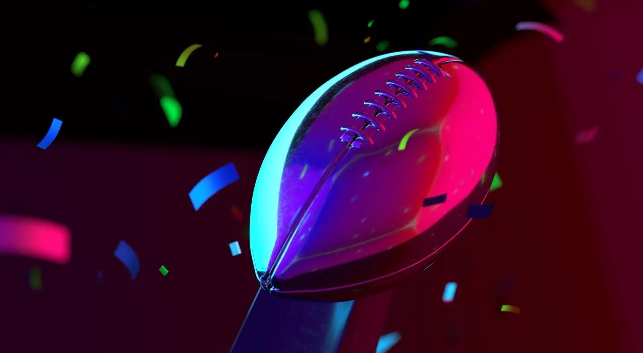 Neonfarvet amerikansk football på pedestal